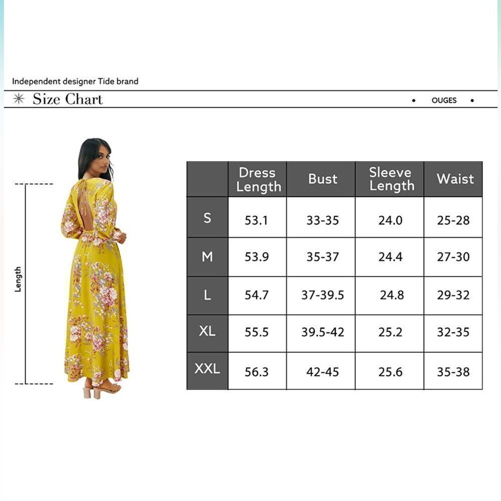 OUGES Women Boho Floral Print Long Puff Sleeve Ba… - image 5